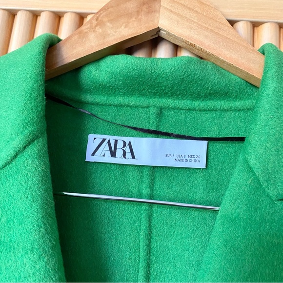 NEW Zara soft wool blend coat green - Picture 8 of 12